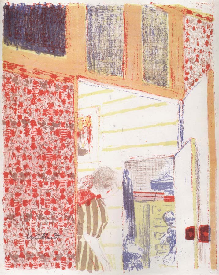 Edouard Vuillard Interior with pink wallpaper III